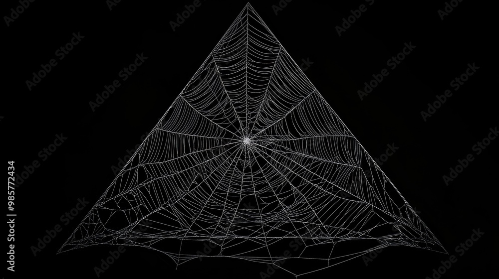 Poster spider web in triangle shape on black background