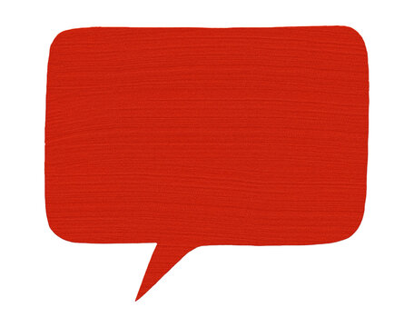 Red speech bubble with textured background on transparent background