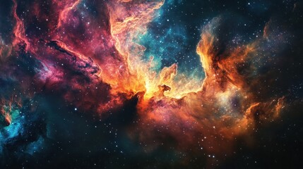 Fototapeta premium Cosmic Nebula with Vibrant Colors and Star Dust