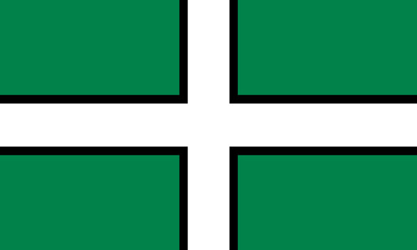 Flag of Devon or Devonshire Ceremonial county (England, United Kingdom of Great Britain and Northern Ireland, uk) St Petroc's Cross,
