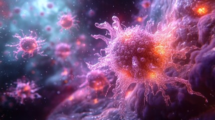 Fototapeta premium 3D Render of Microbial Shield on Skin: Exploring the Invisible Defense System