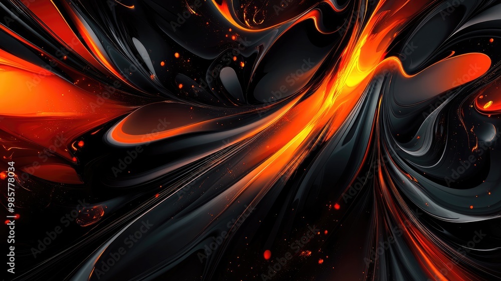 Poster vibrant abstract background with fiery elements and a dark theme