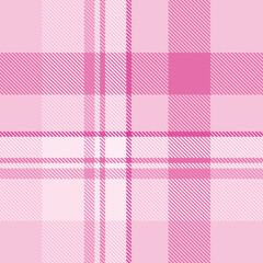 Pink tartan plaid fabric seamless pattern of check background tartan with a textile fabric plaid texture. Tartan Scotland seamless plaid pattern vector. Retro background fabric.