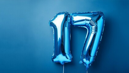 17 number made of blue balloon, copy space