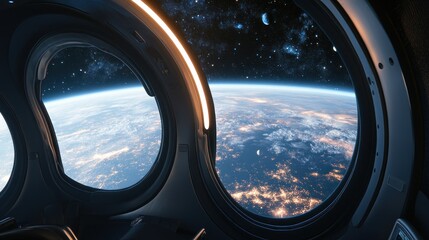 View of Earth from a Spacecraft Window