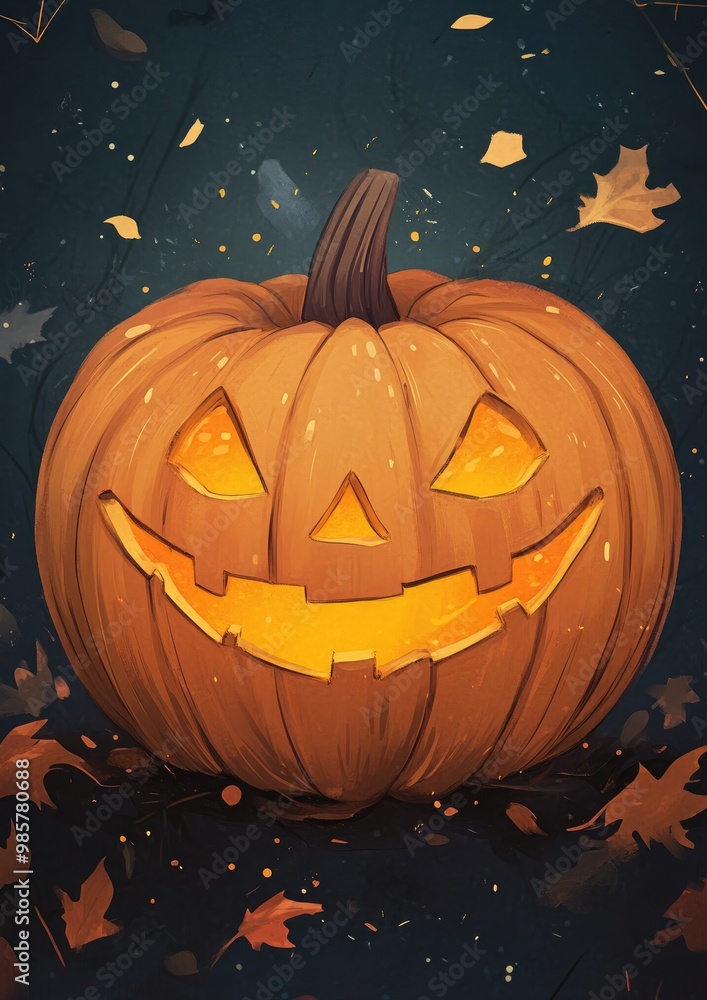 Canvas Prints Halloween greeting card design with pumpkin illustration