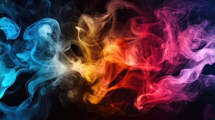 Fototapeta premium Vibrant smoke swirl on dark backdrop