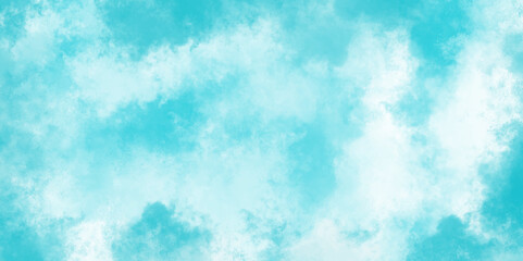 abstract cloud and vapor texture background. white  and blue smoke aquarelle smudge illustration smooth grungy smokey light pastel colors ink glow. Teal color powder explosion .	
