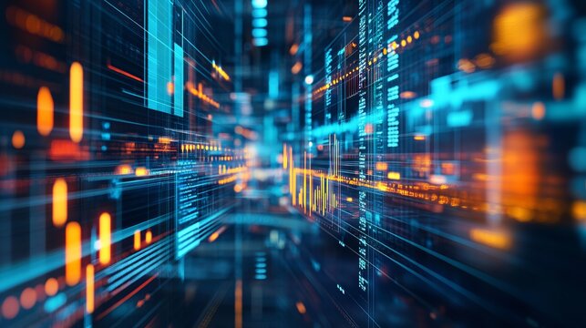 Dynamic business environment showcasing the concept of business agility, with symbols representing company transformation towards higher efficiency and rapid adaptation to market changes