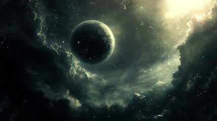 A Single Planet in a Starry, Nebular Night Sky