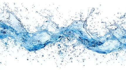 Water Wave Bubbles and Splash Isolated on White Background