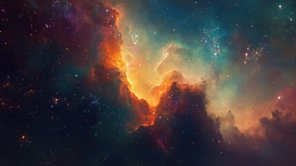 A Cosmic Landscape of Vivid Nebulae and Stars