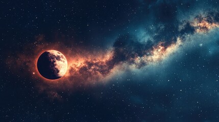 Naklejka premium Lunar Eclipse with Dark Sky Background