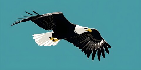 Naklejka premium an eagle flying in blue sky