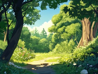 Naklejka premium Lush woodland scenery