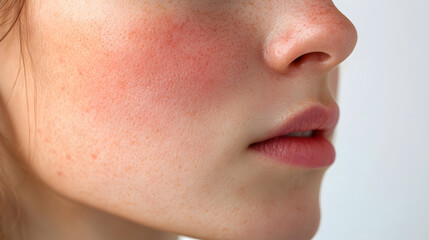 Obraz premium Closeup face of young girl with clean healthy skin. Skin care concept