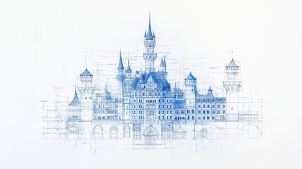 Fototapeta premium Artistic blueprint of a castle design