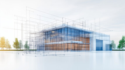 Obraz premium Blueprints For modern industrial building