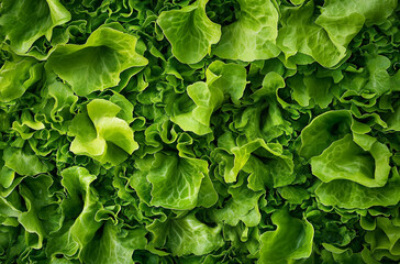 A vibrant green salad leaf texture showcasing the intricate details of ripples and petals