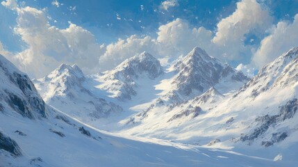 Obraz premium Serene snow covered mountain landscape in spring