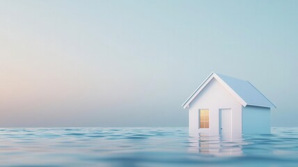 Natural disaster insurance, house protected from storm, 3D illustration, copy space for text,