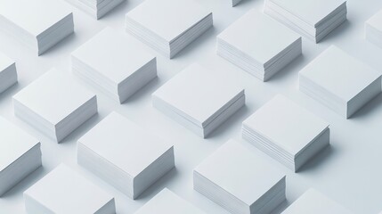 A large group of white business cards on a blue background