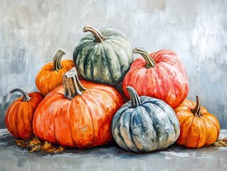 vibrant pumpkins on clear backdrop