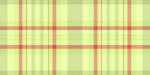 Strip fabric tartan pattern, kingdom check plaid textile. Trim texture background seamless vector in lime and red colors.