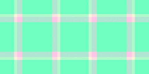 Worldwide pattern check textile, girl texture background plaid. Cotton fabric tartan seamless vector in light and mint colors.