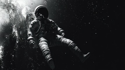 Fototapeta premium An astronaut floating in the vast expanse of space, surrounded by distant galaxies and stars.