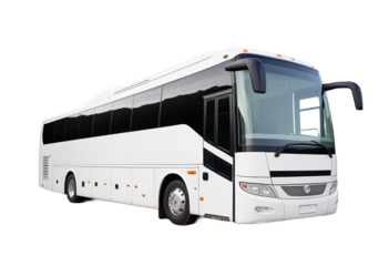 A Modern tour bus with large windows isolated on transparent background. Cut out