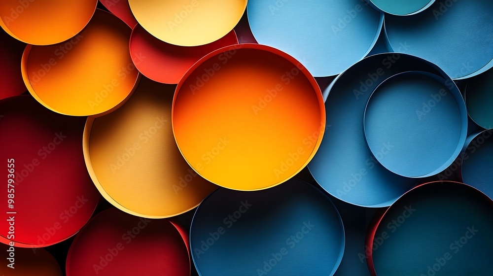 Aufkleber layered paper cut venn diagram with overlapping colorful shapes and soft shadows