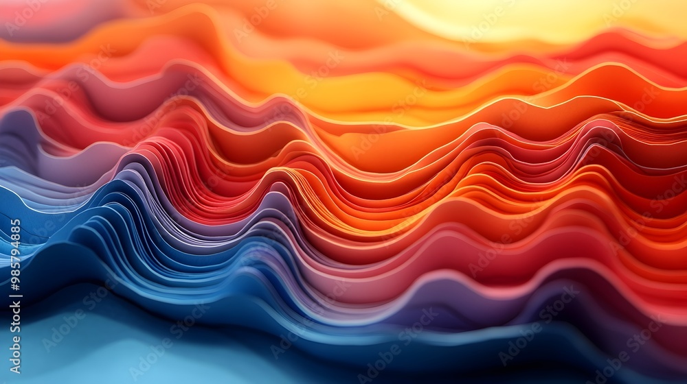 Poster vibrant layered paper cut radar chart with gradient data visualization