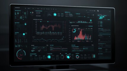 Fototapeta premium Futuristic Computer Screen with Data Visualization and Analytics