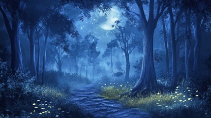 Fototapeta premium Mysterious forest at night