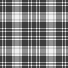 1950s tartan seamless background, 60s plaid check texture. Scrapbook pattern fabric textile vector in grey and white colors.