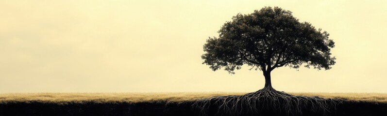 Tree growing from simple roots
