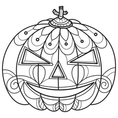Halloween pumpkin hand drawn for adult coloring book