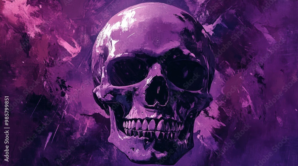 Canvas Prints Violet Skull Creepy Wallpaper