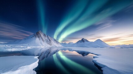 Antarctic night sky, polar aurora Australis, natural colors.