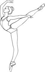 Woman Dancer Line Art Drawing. Ballet Dance Abstract Minimal Linear Drawing. Ballerina Line Art Trendy Illustration Vector Modern Trendy Contour Drawing