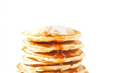 Fototapeta premium A Stack of Golden Brown Pancakes Drizzled with Syrup