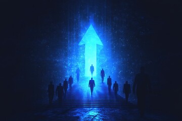 People walk towards success