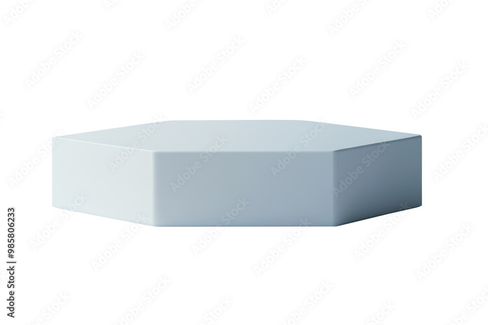 Poster hexagonal light blue platform display, ideal for showcasing products or serving as a minimal design 