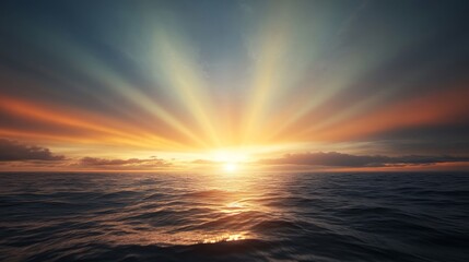 Fototapeta premium Aurora Australis, light beams across southern skies, open ocean.