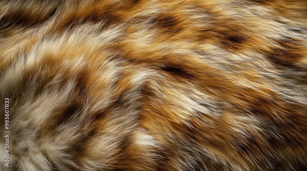 Poster Close-up Texture of Brown, White, and Black Fur