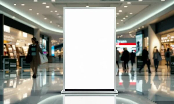 Blank advertising mockup standing in the middle of a shopping center