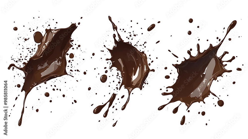 Poster dynamic mud splashes set on white background - vector illustration with 4 elements in flat design