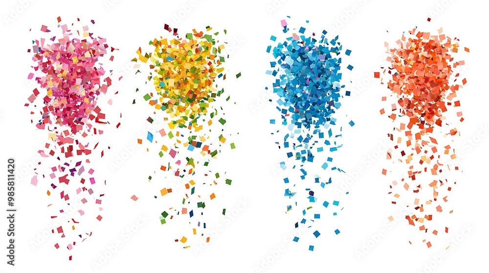 Poster vibrant confetti splashes collection on white background - vector illustration with 4 colorful eleme