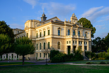 Sokol Plzen I Gymnastics Club Building Historical Facade in a Beautiful Park